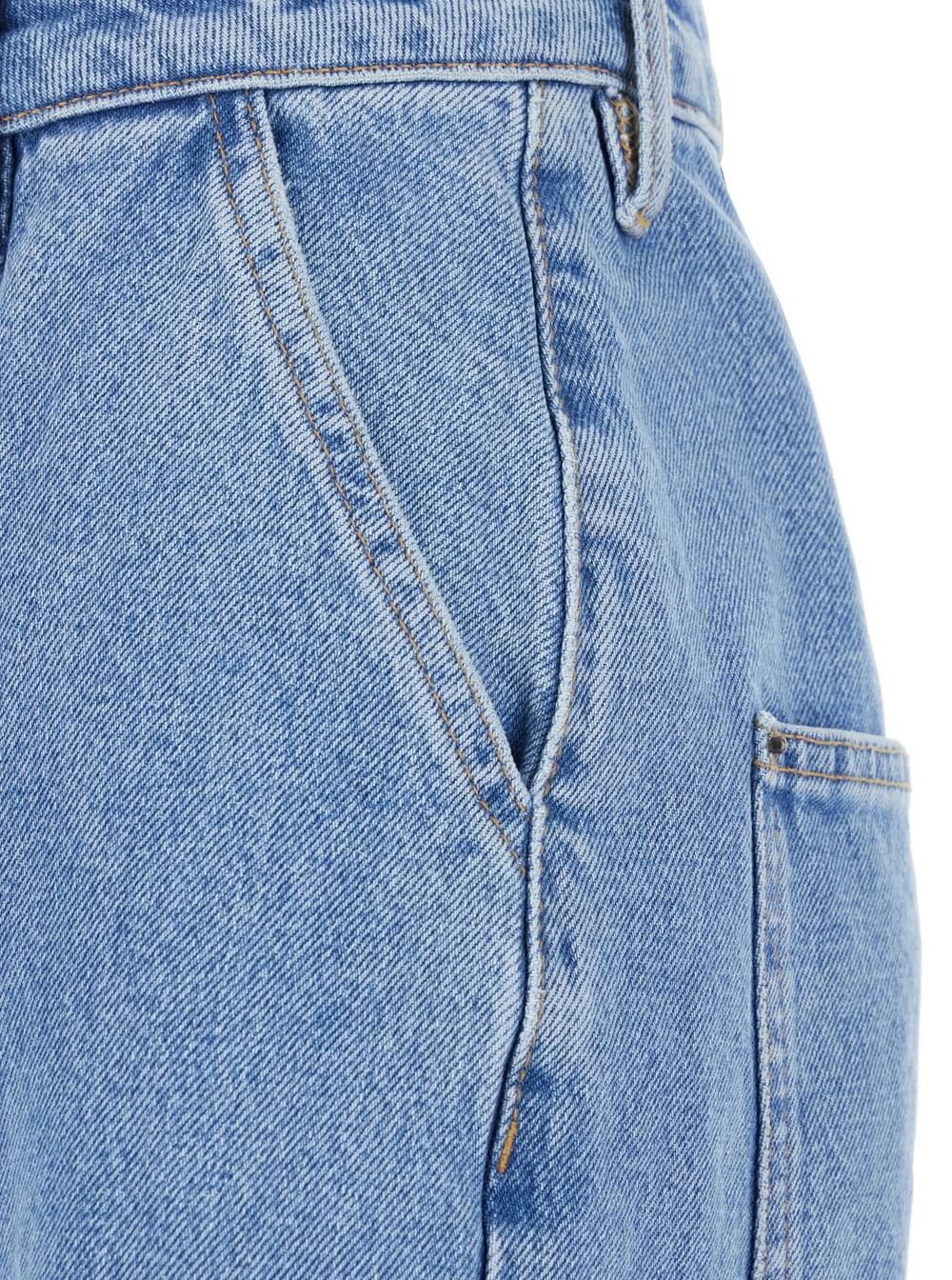 Rotate Women Light Blue Jeans With Central Stitching And Logo Patch On The Back In Denim Woman ROTATE