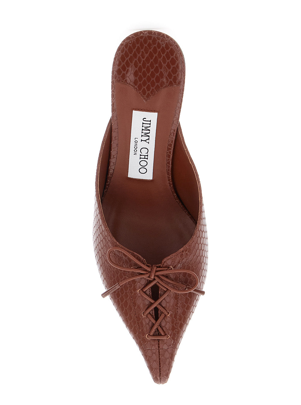 Jimmy Choo Women 'Scarlett' Brown Mules Wirh Sculpted Heel And Snakeskin Effect In Leather Woman JIMMY CHOO