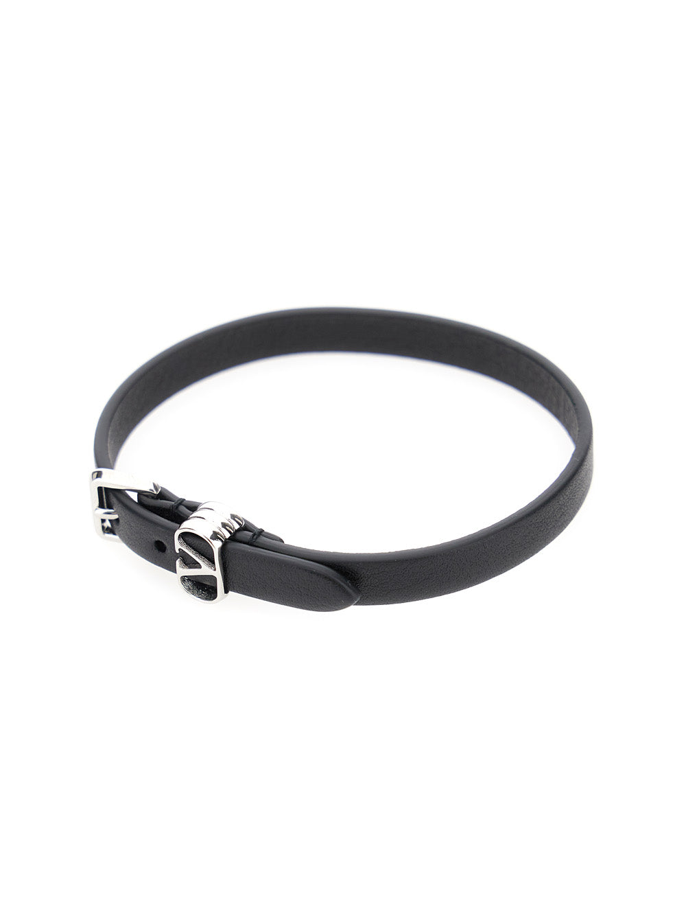 Valentino Garavani Men Black Bracelet With Vlogo Buckle Closure In Leather Man VALENTINO GARAVANI