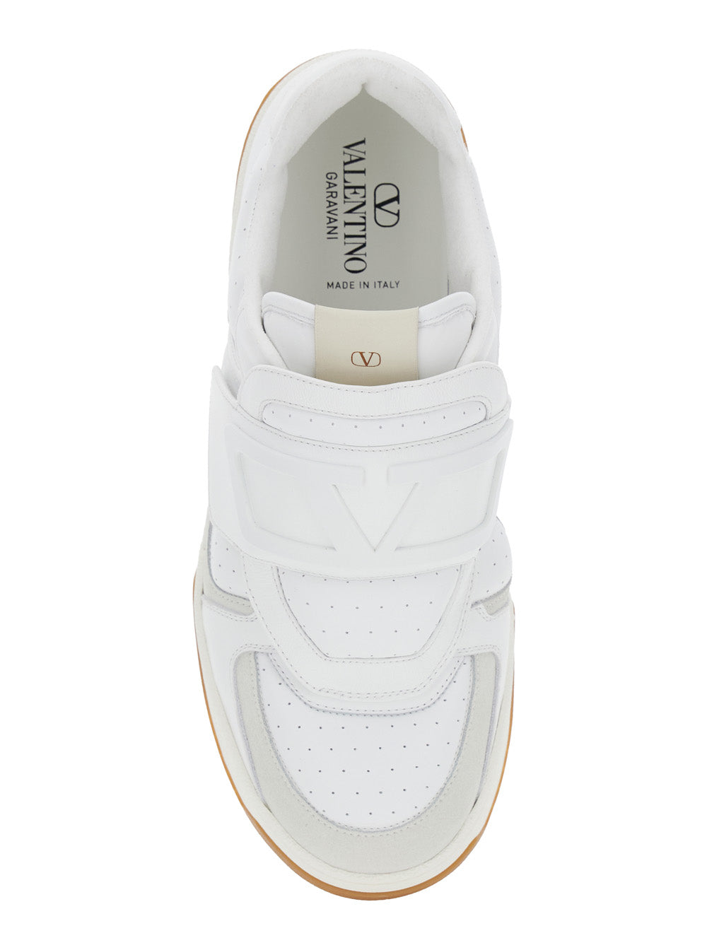 Valentino Garavani Men 'Joie De Jouer' White Low Top Sneakers With Perforated Details And Maxi Vlogo On The Front In Leather Man VALENTINO GARAVANI