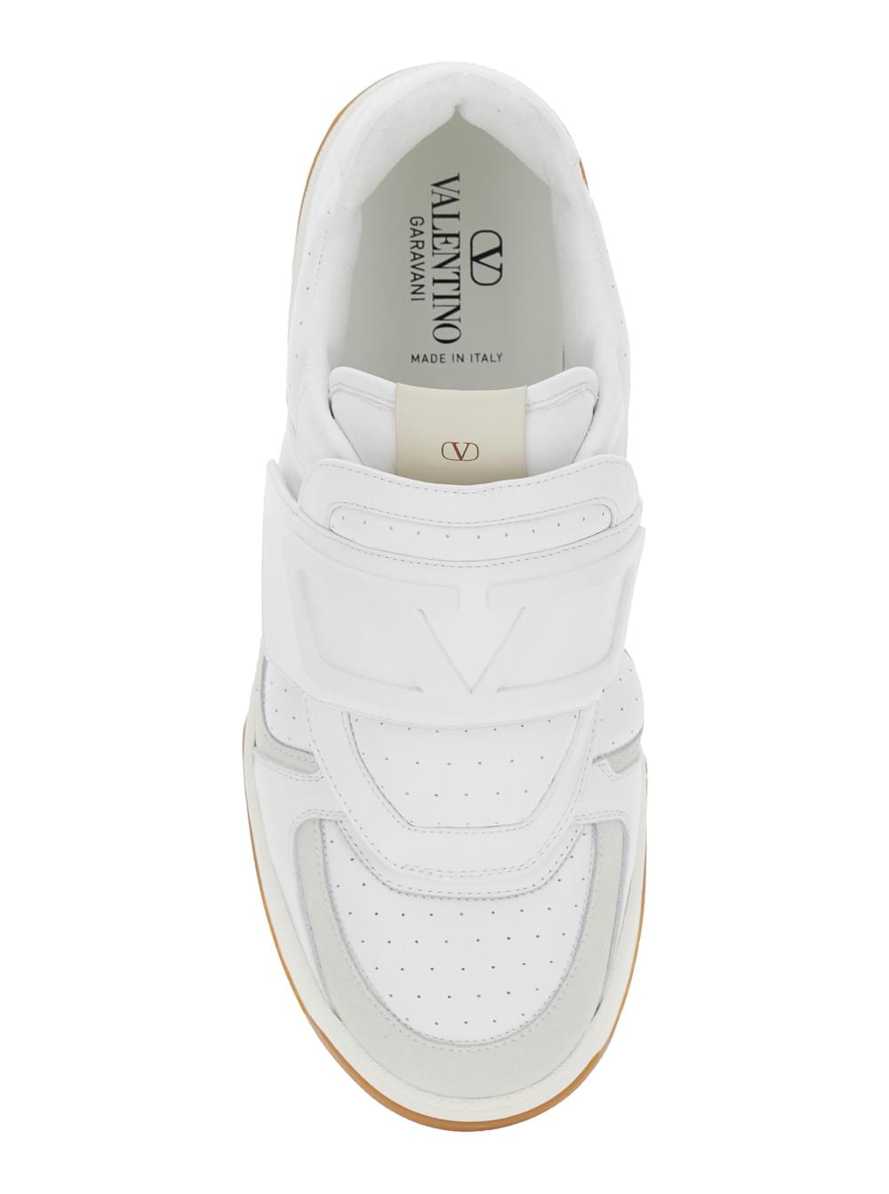 Valentino Garavani Men 'Joie De Jouer' White Low Top Sneakers With Perforated Details And Maxi Vlogo On The Front In Leather Man VALENTINO GARAVANI