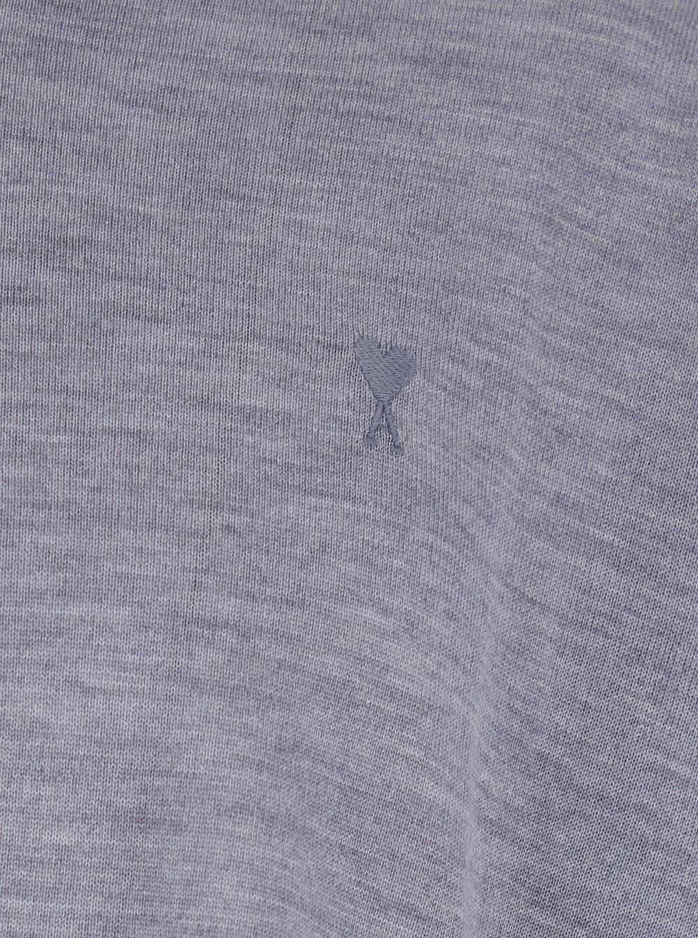 Ami Paris Men Grey Crew Neck Sweater With Embroidered Logo On The Front In Wool Man