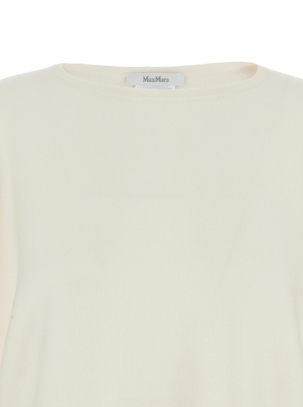 Max Mara Women “Frais” White Round Neck Sweater With Wide Sleeves In Wool Woman MAX MARA