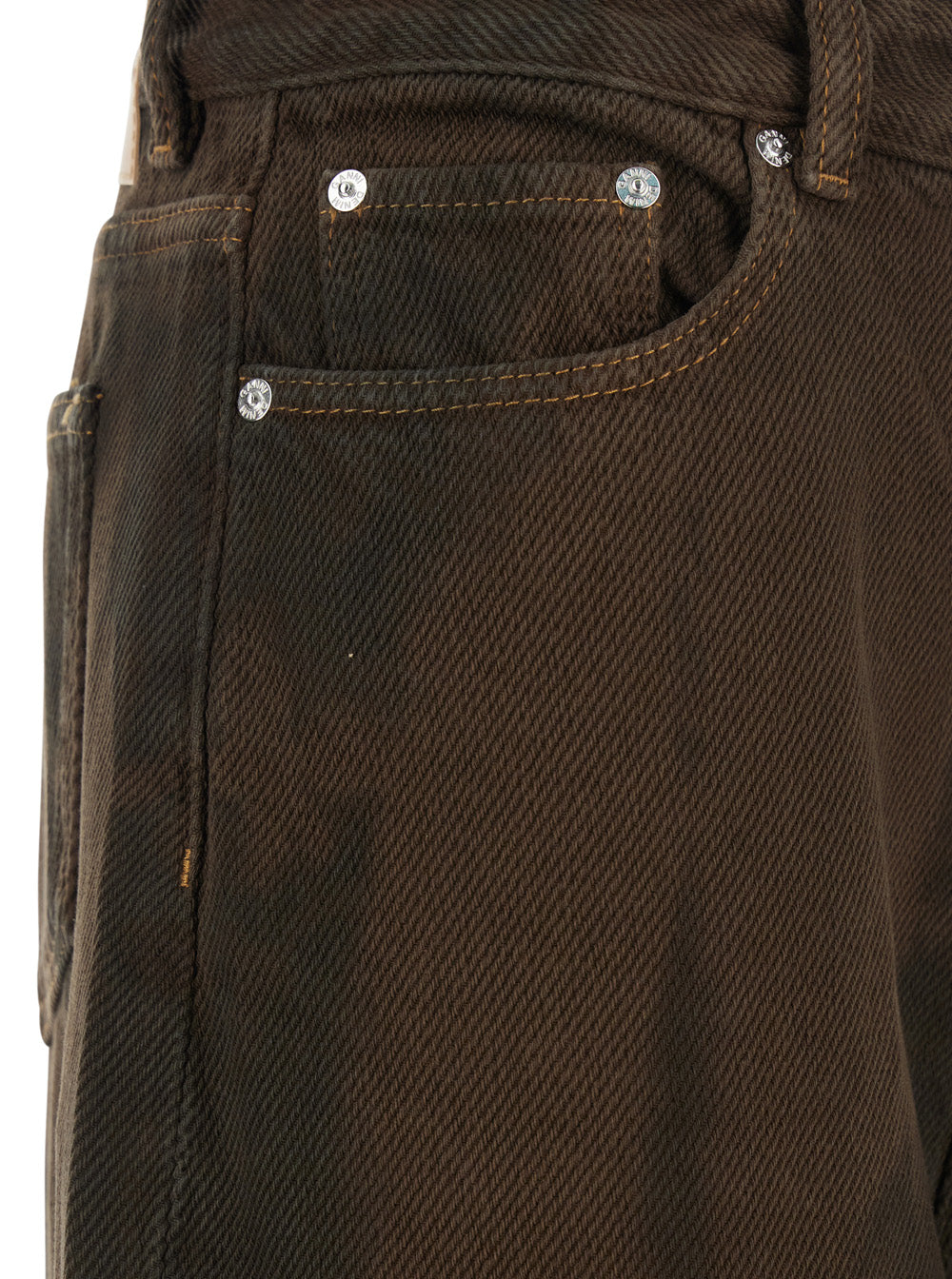 Ganni Women Brown Jeans With Tie-Dye Pattern And Logo Patch On Back In Denim Woman GANNI