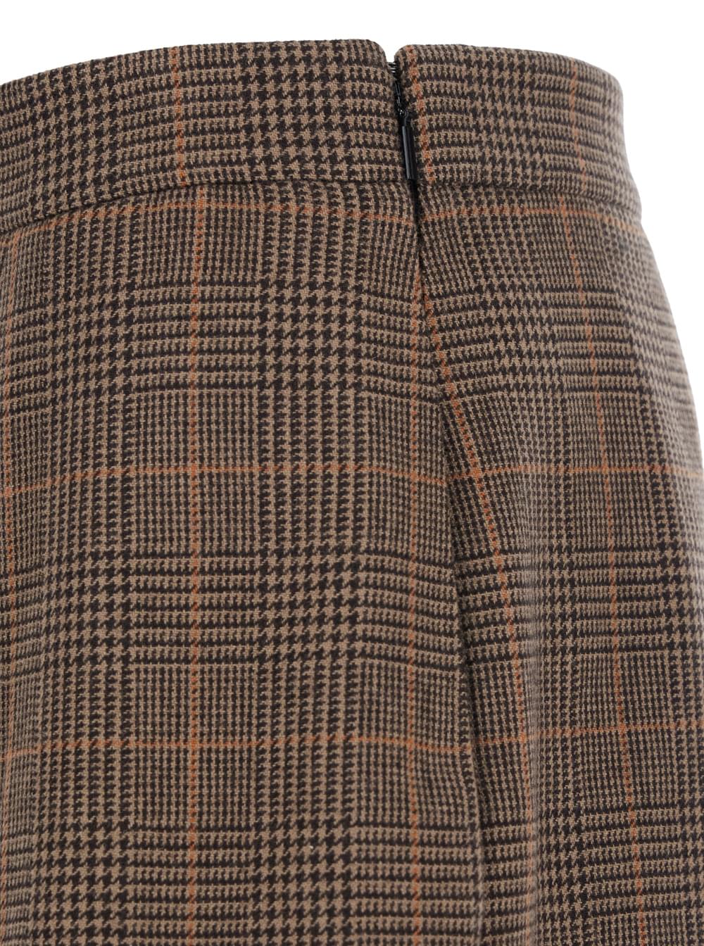 Saint Laurent Women Grey Midi Skirt With Side Concealed Zip Closure And All-Over Check Motif In Wool And Cashmere Woman SAINT LAURENT