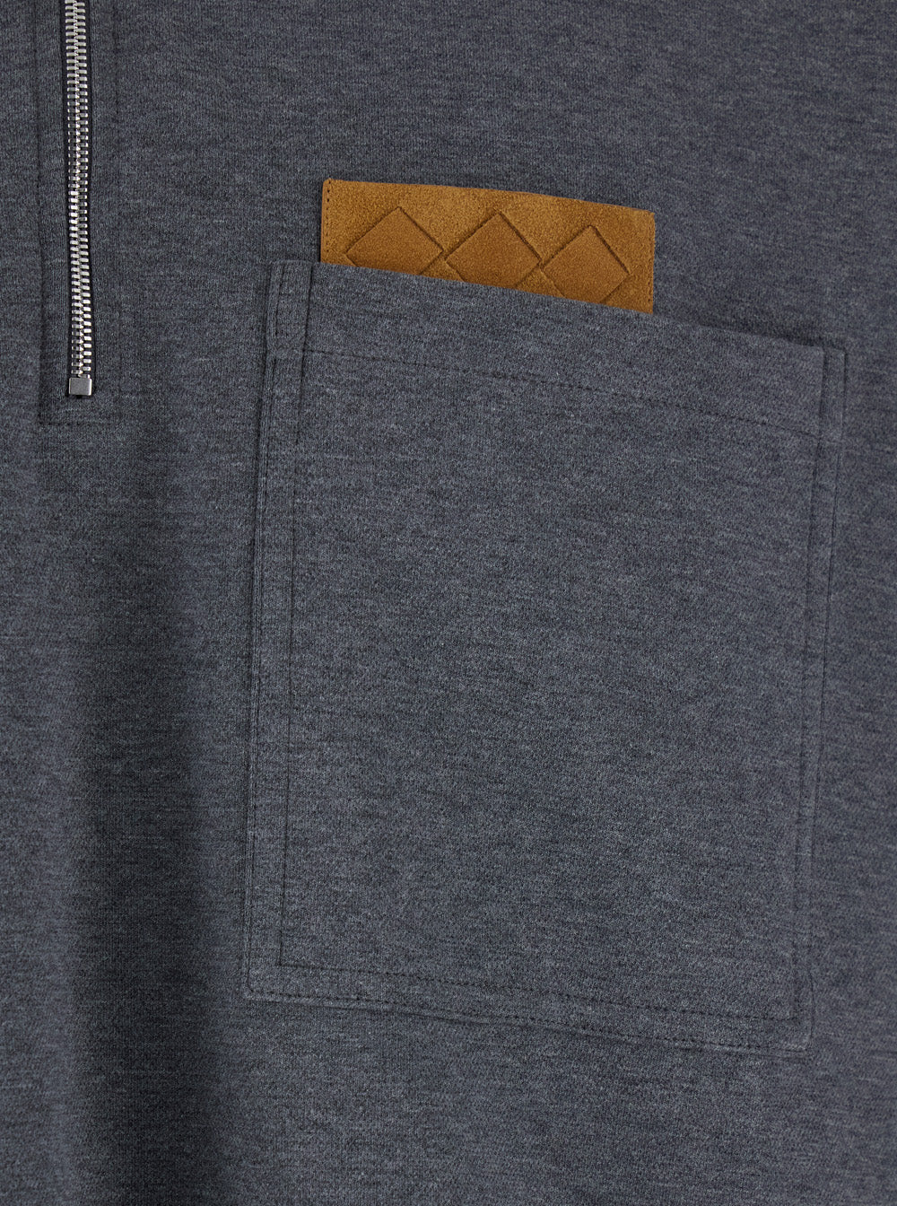 Bottega Veneta Men Grey Polo Shirt With Long Sleeves And Front Patch Pocket In Cotton Man BOTTEGA VENETA