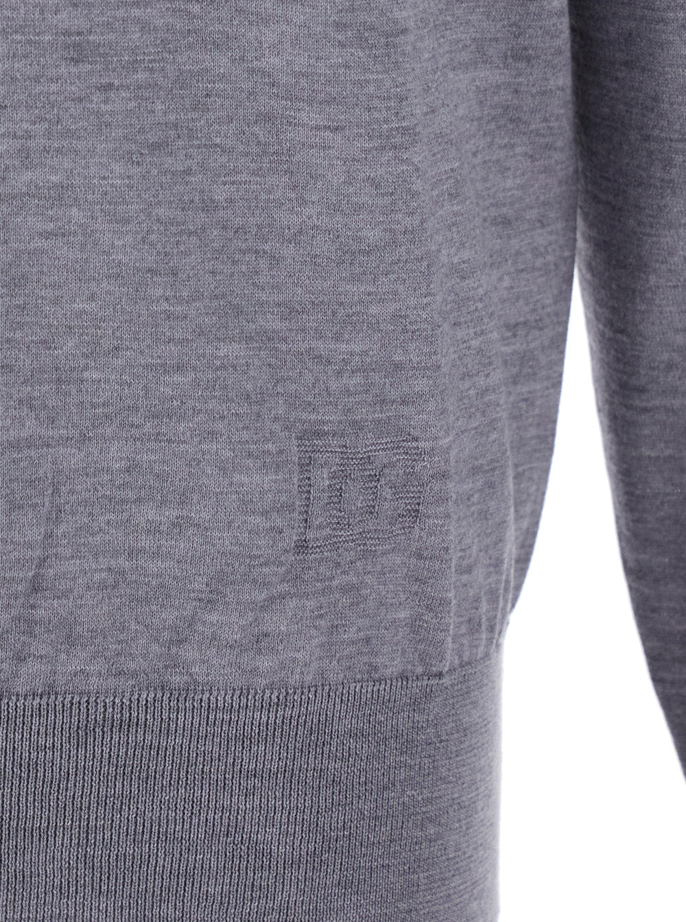 Dolce & Gabbana Men Grey Polo Shirt With Classic Collar And Tonal Logo Embroidery On The Front In Wool Man DOLCE & GABBANA