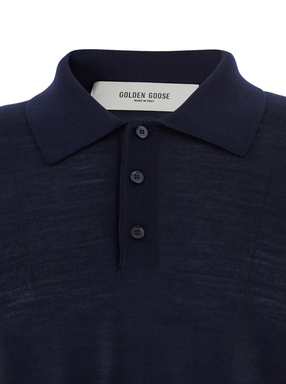 Golden Goose Men Blue Polo Shirt With Classic Collar And Short Sleeves In Wool Man GOLDEN GOOSE