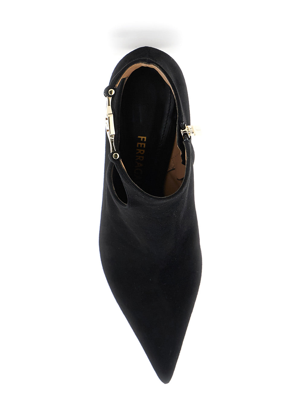 Ferragamo Women 'Agia' Black Ankle Boots With Cut-Out Detail And Stiletto Heel In Suede Woman FERRAGAMO