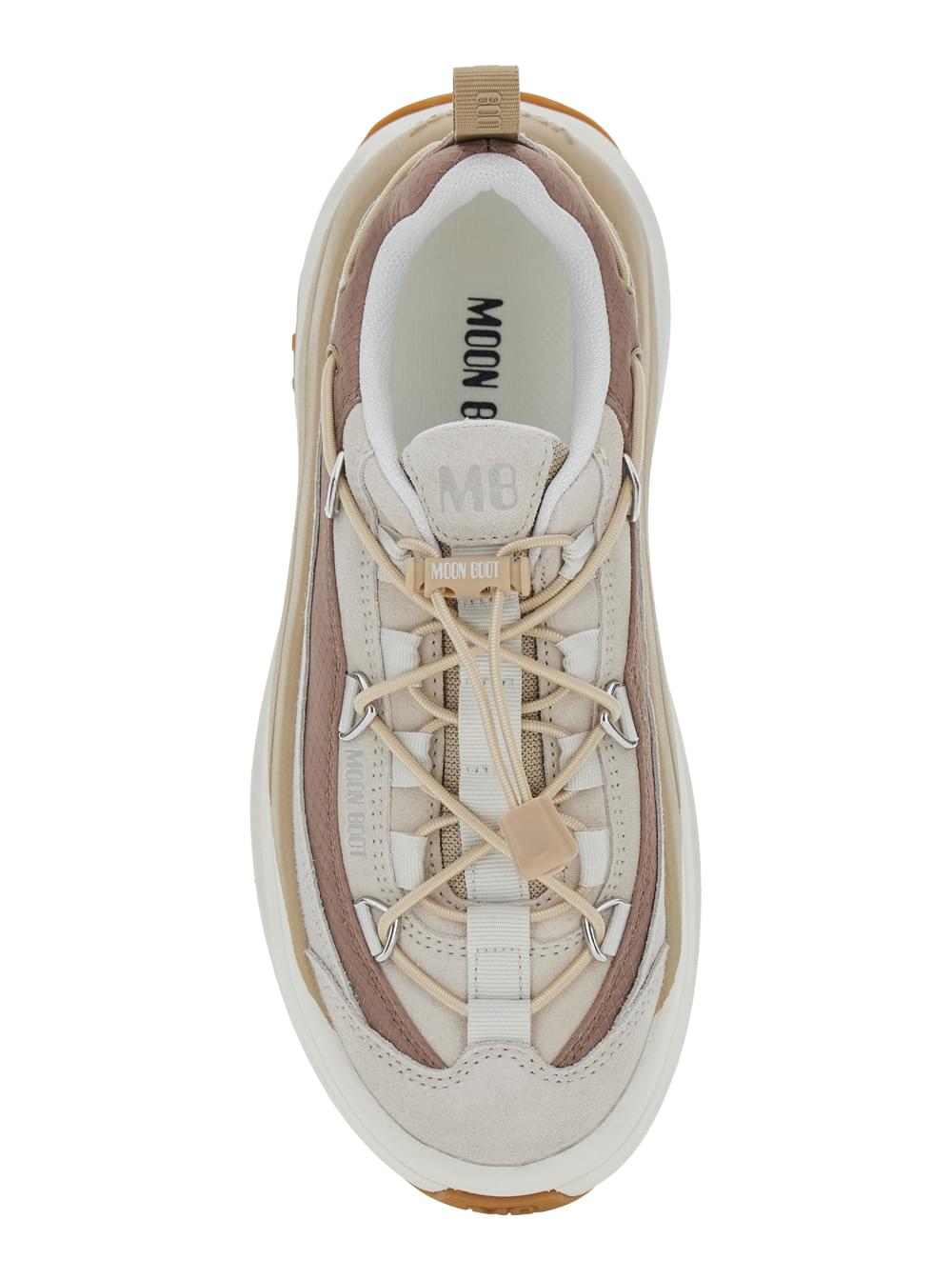 Moon Boot Women 'Moon 247' Beige Low Top Sneakers With Logo On The Tongue In Leather And Fabric Blend Woman MOON BOOT