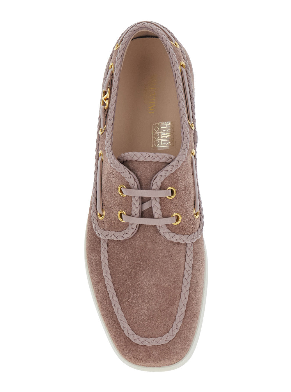 Valentino Garavani Women Beige Loafers With Front Laces And Chunky Decorative Laces In Suede Woman VALENTINO GARAVANI