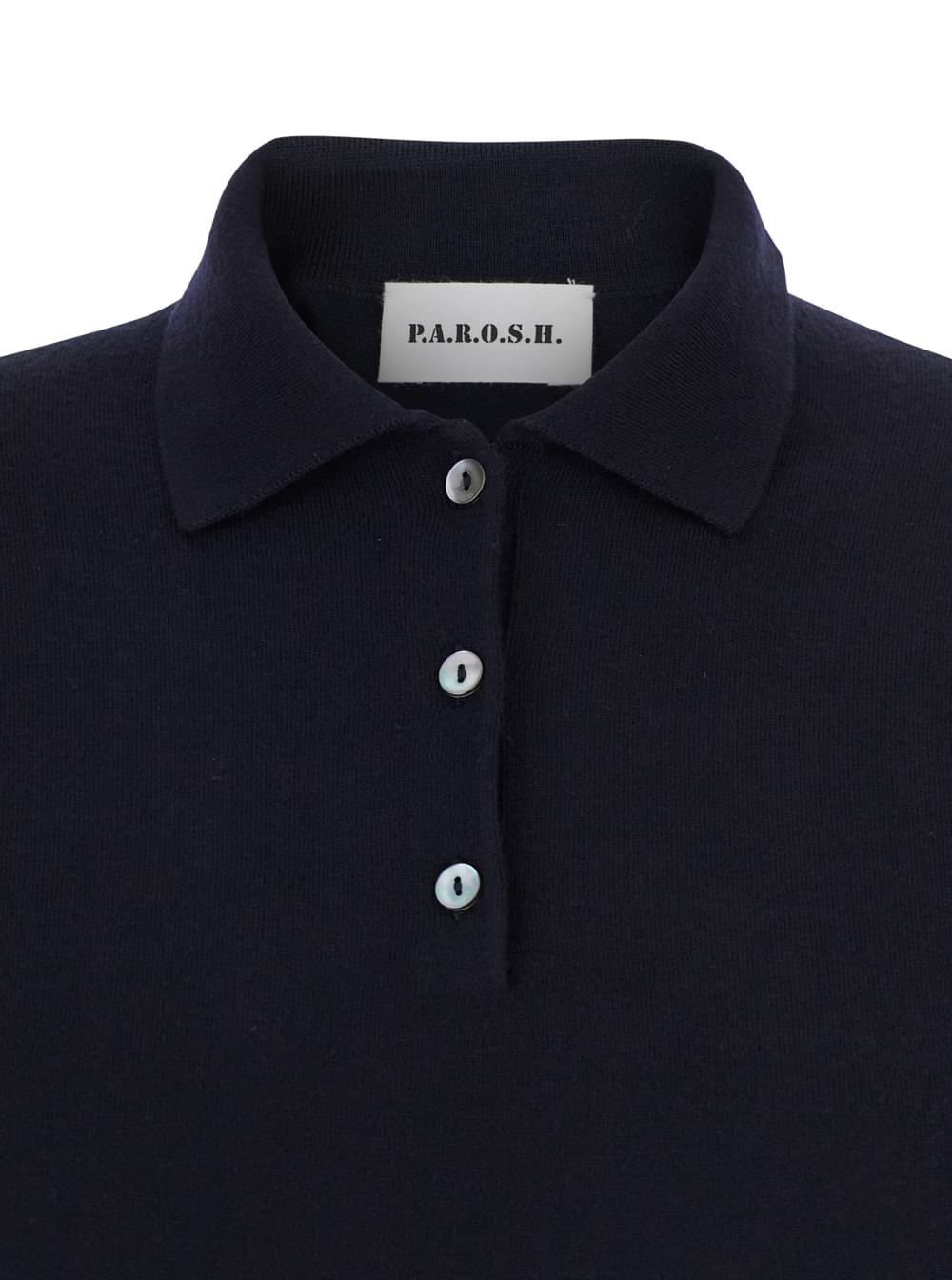 P.A.R.O.S.H. Women Blue Polo Shirt With Classic Collar And Long Sleeves In Wool Woman P.A.R.O.S.H.