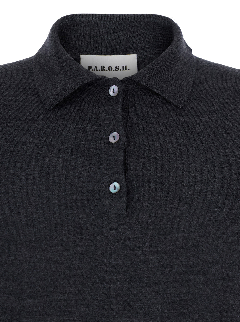 P.A.R.O.S.H. Women Grey Polo Shirt With Classic Collar And Long Sleeves In Wool Woman P.A.R.O.S.H.