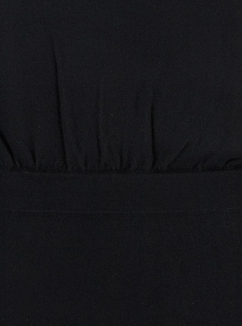 P.A.R.O.S.H. Women Black Round Neck Dress With Draped Waist In Wool Blend Woman P.A.R.O.S.H.