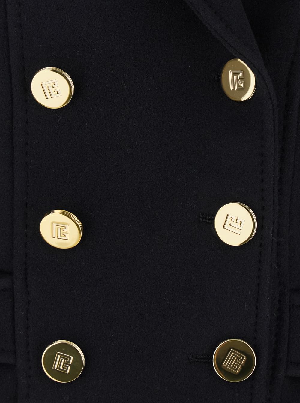 Balmain Women Black Jacket With Wide Lapels And Metallic Logo Buttons In Wool Woman BALMAIN