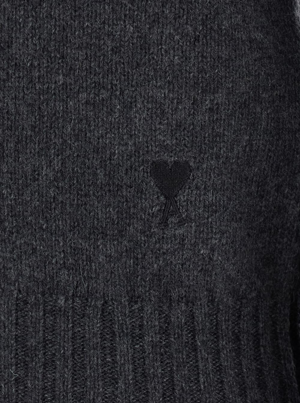 Ami Paris Women Grey Turtleneck Sweater With Ribbed Trims In Cashmere Woman AMI PARIS