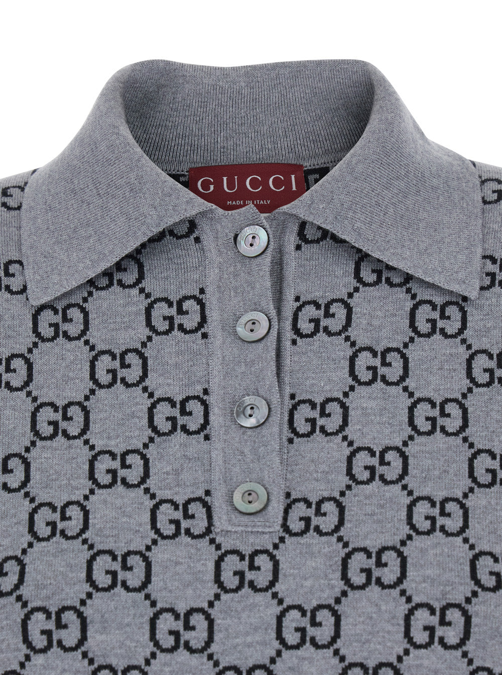 Gucci Women Grey Dress With Wide Collar And All-Over Gg Motif In Wool Woman GUCCI