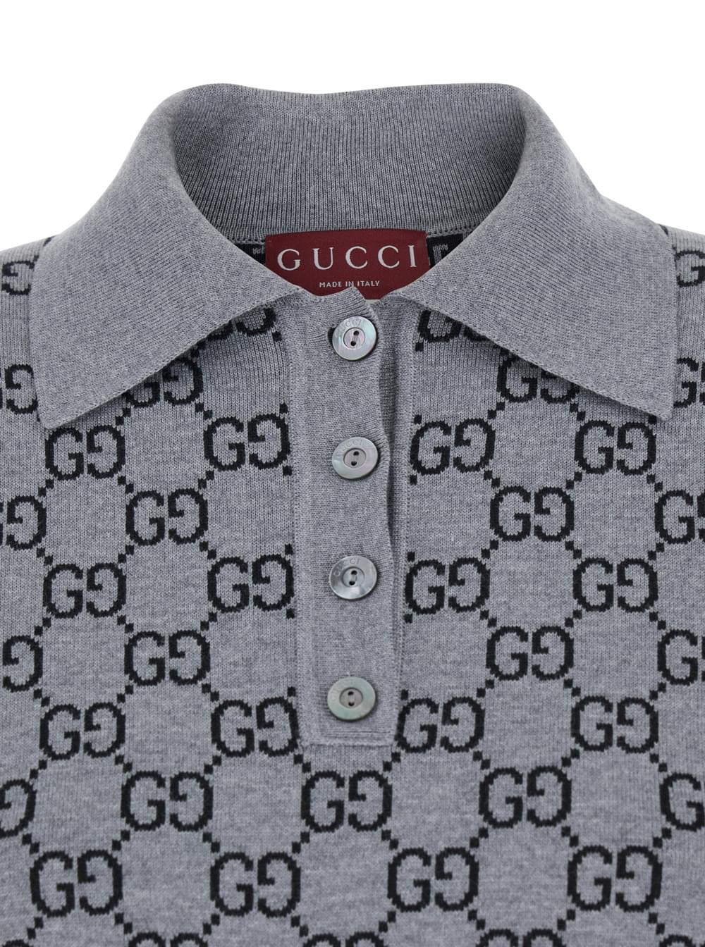 Gucci Women Grey Dress With Wide Collar And All-Over Gg Motif In Wool Woman GUCCI