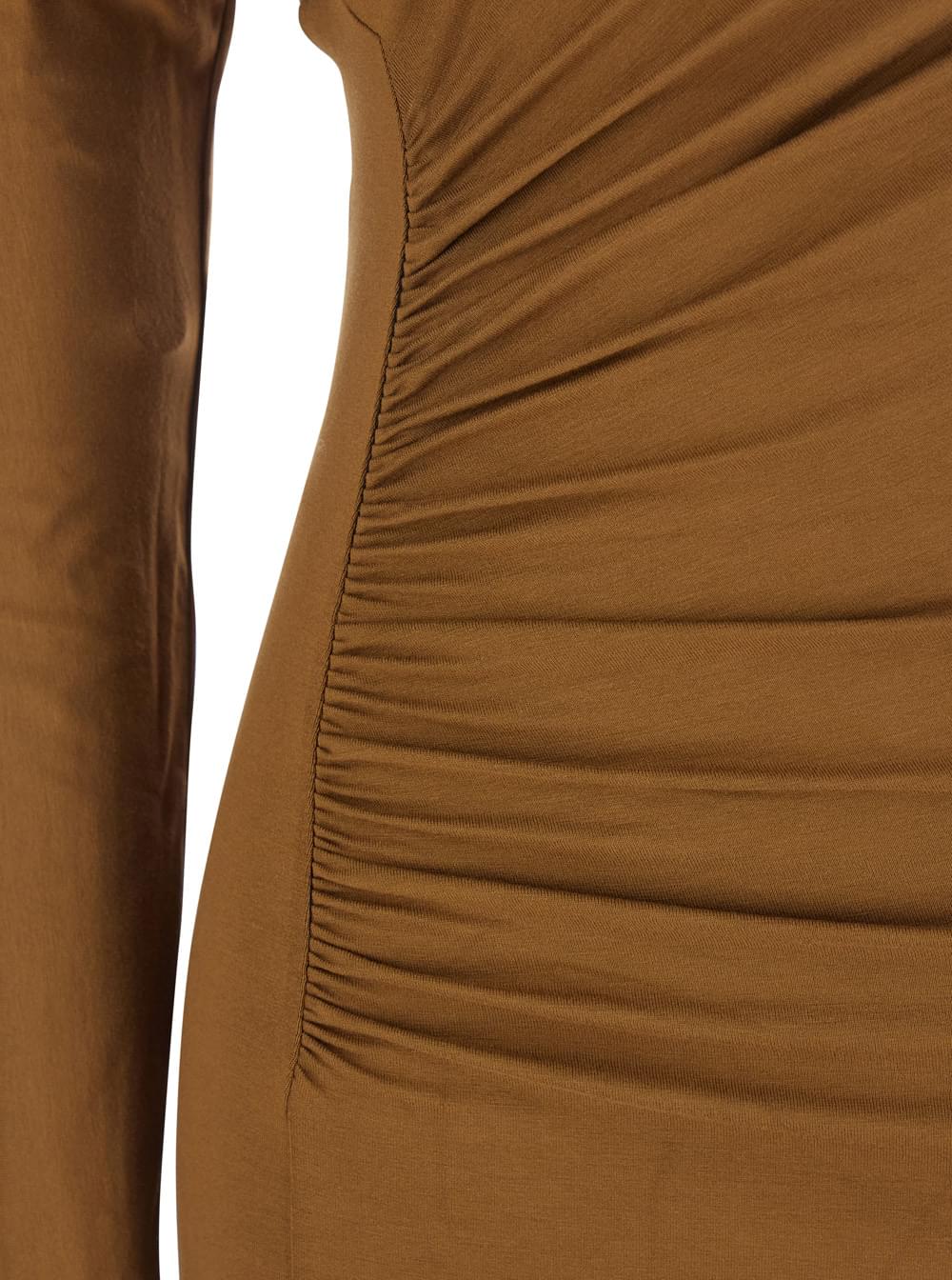 The Andamane Women 'Zoe' Beige Dress With Asymmetrical Design And Draped Detail In Fabric Woman THE ANDAMANE