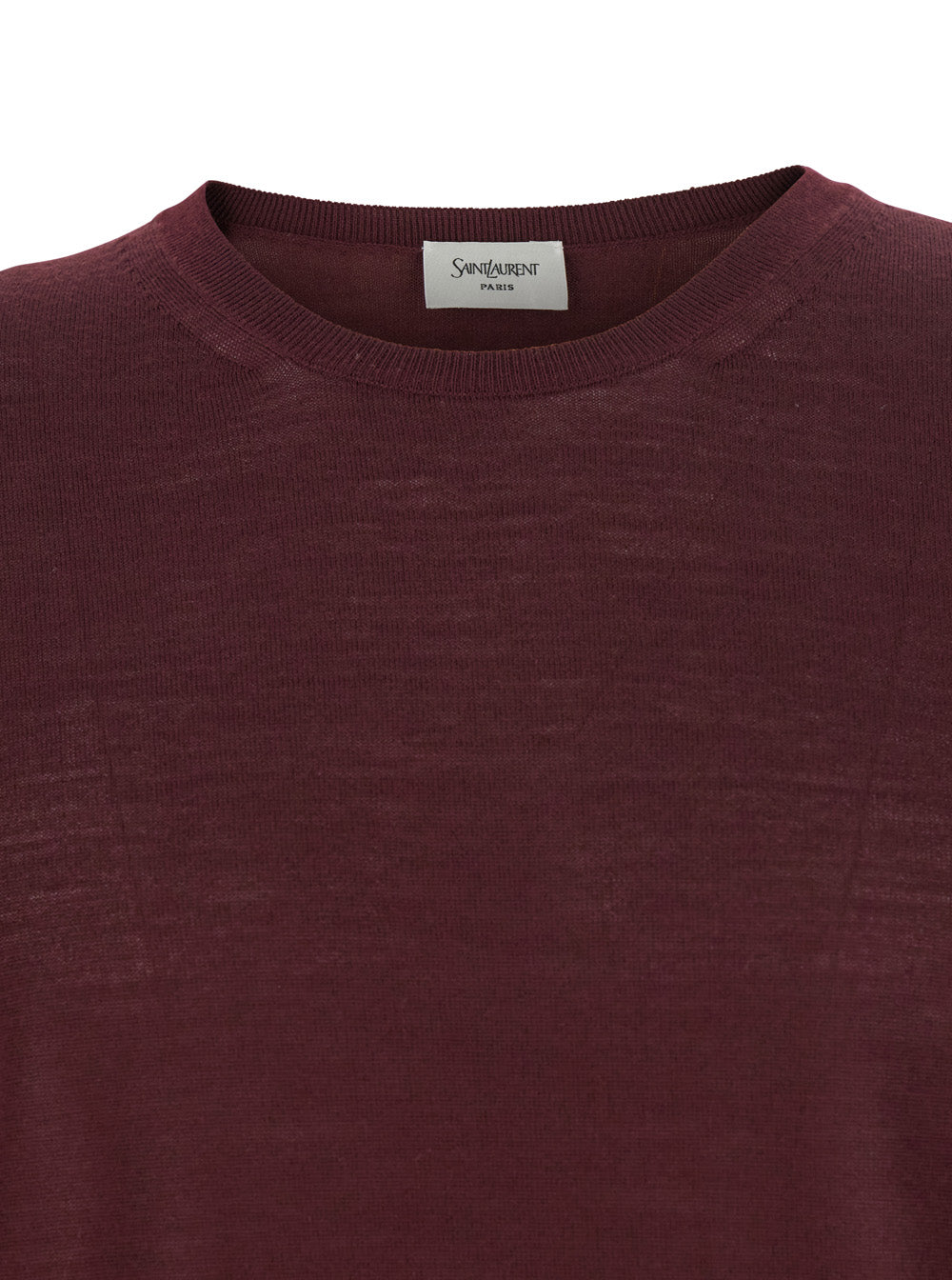Saint Laurent Men Bordeaux Crewneck Sweater With Cassandre In Cashmere Man SAINT LAURENT