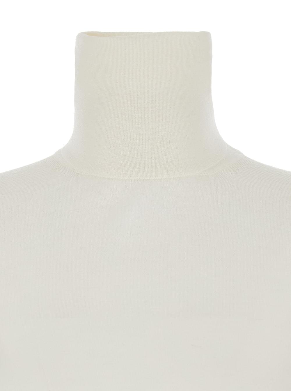 Max Mara Women White High Neck Sweater In Wool Woman MAX MARA