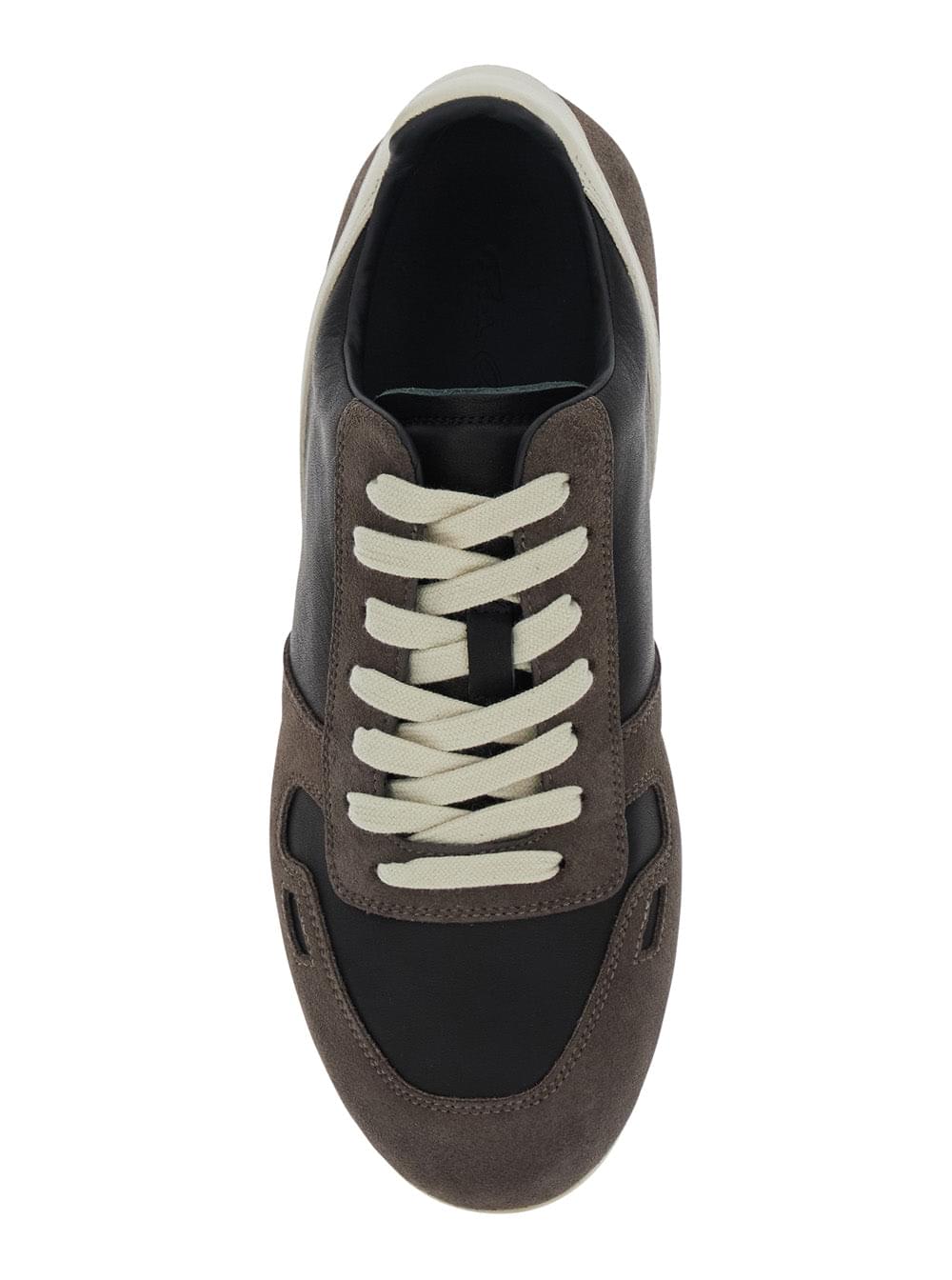 Rick Owens Women Black Low-Top Sneakers With Suede Inserts In Leather Woman RICK OWENS