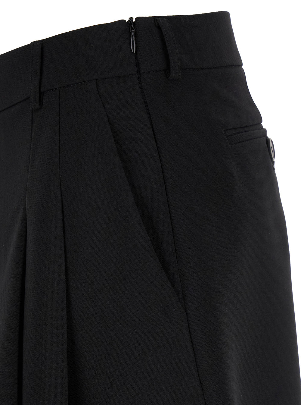 Leplain Women Black Mini Pleated Skirt With Belt Loops In Fabric Woman LEPLAIN