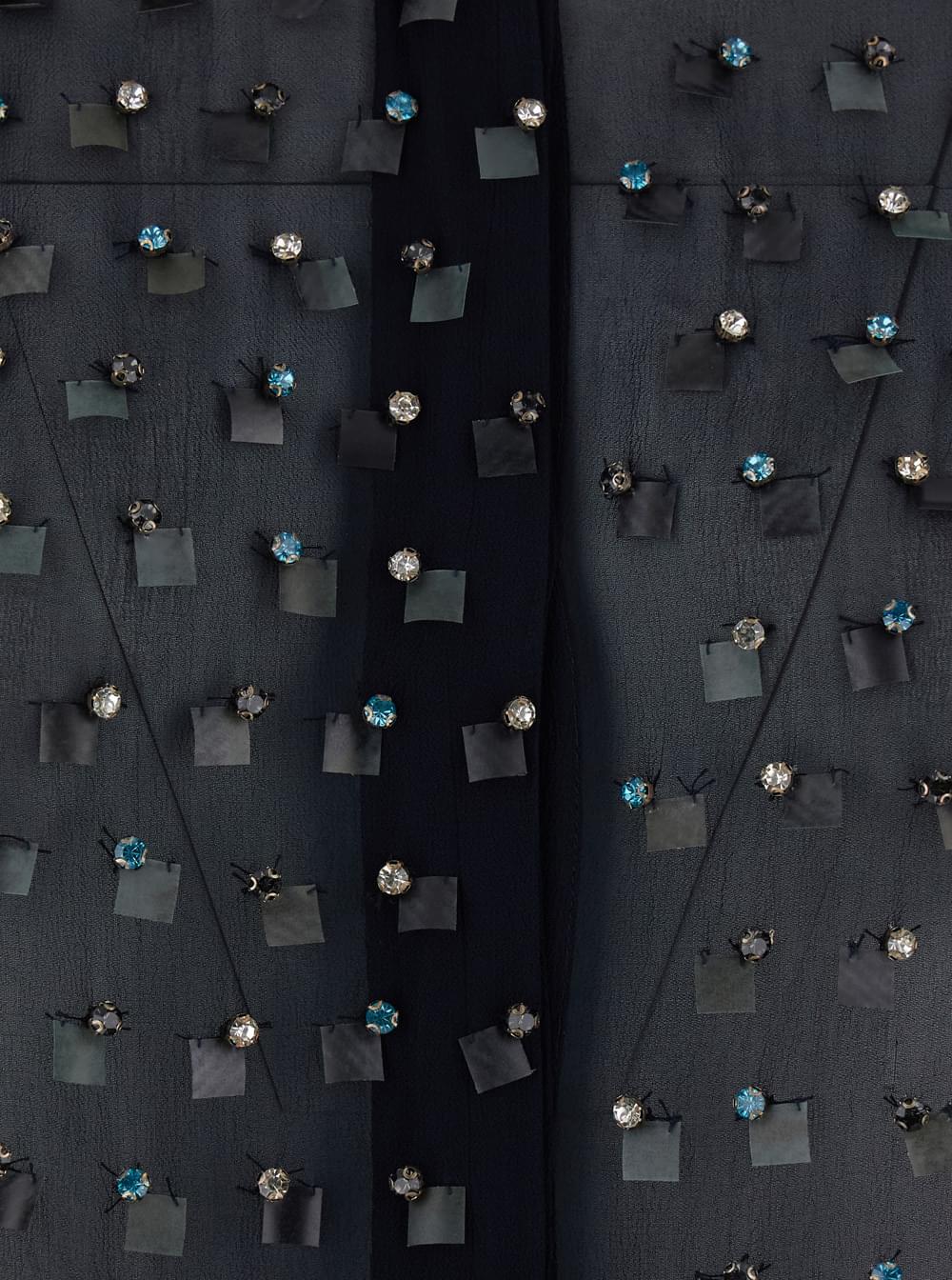 Dries Van Noten Women Blue Shirt With Pointed Collar And All-Over Crystal Application In Viscose Woman DRIES VAN NOTEN