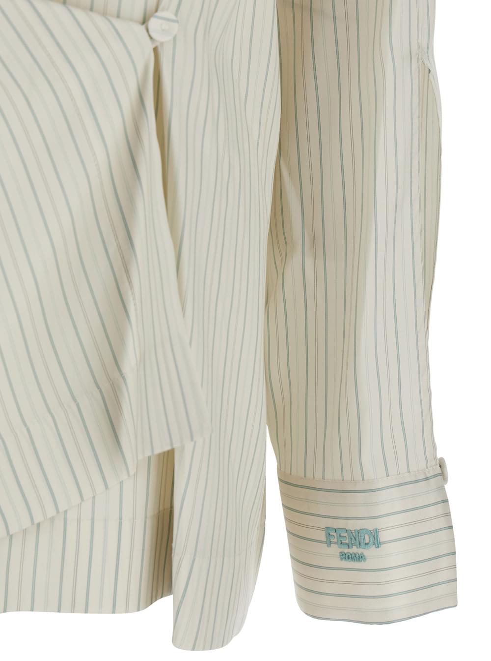 Fendi Women White Shirt With Point Collar And Asymmetrical Closure In Silk Woman FENDI