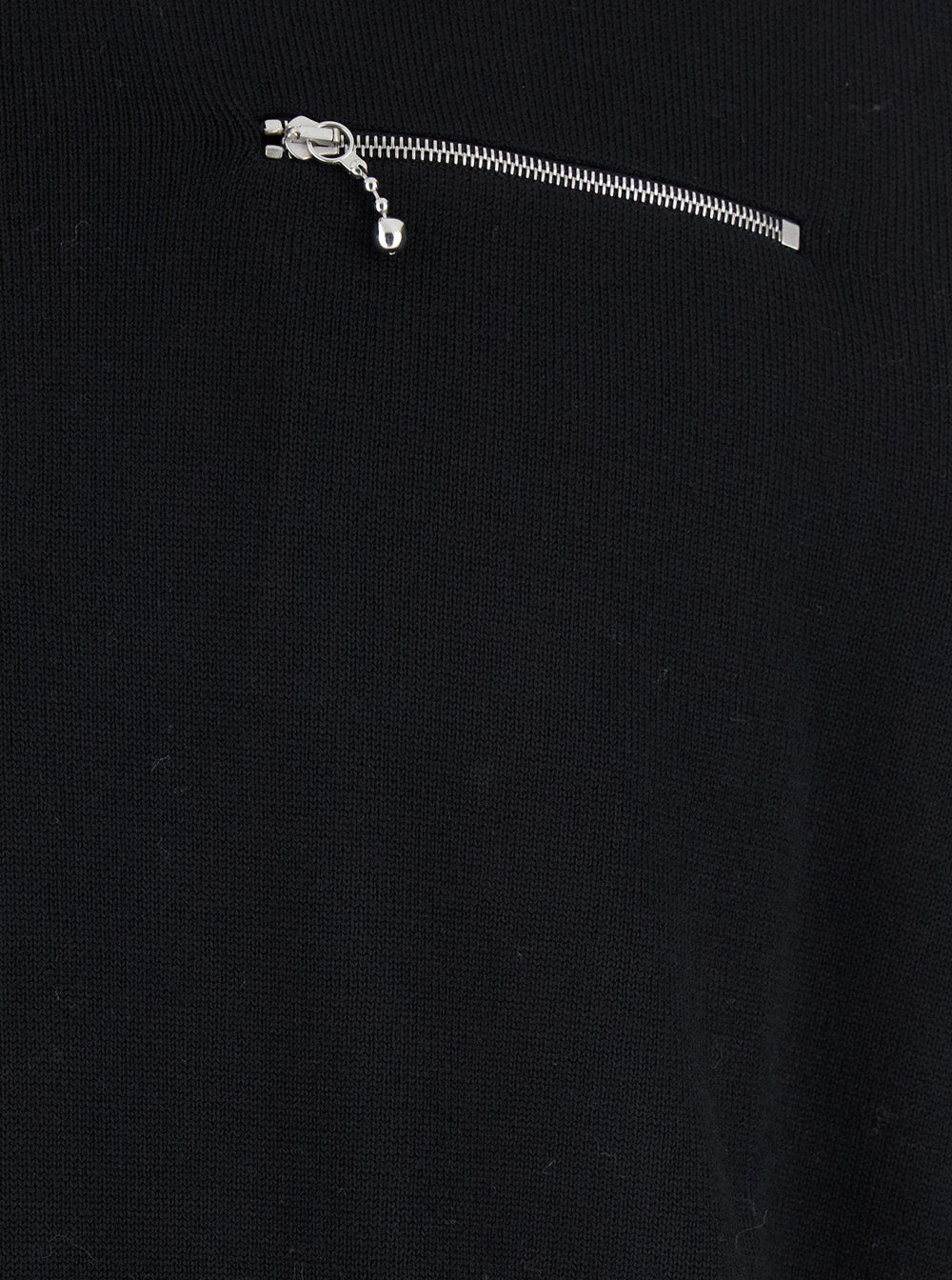 Jil Sander Men Black Sweater With Classic Collar And Front Zip Pockets In Wool Man JIL SANDER