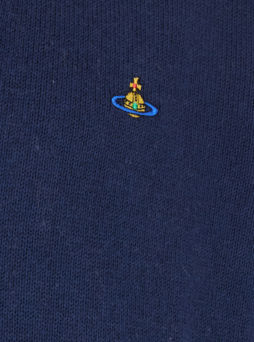 Vivienne Westwood Men Blue V-Neck Cardigan With Orb Decoration On The Front In Cotton Man VIVIENNE WESTWOOD