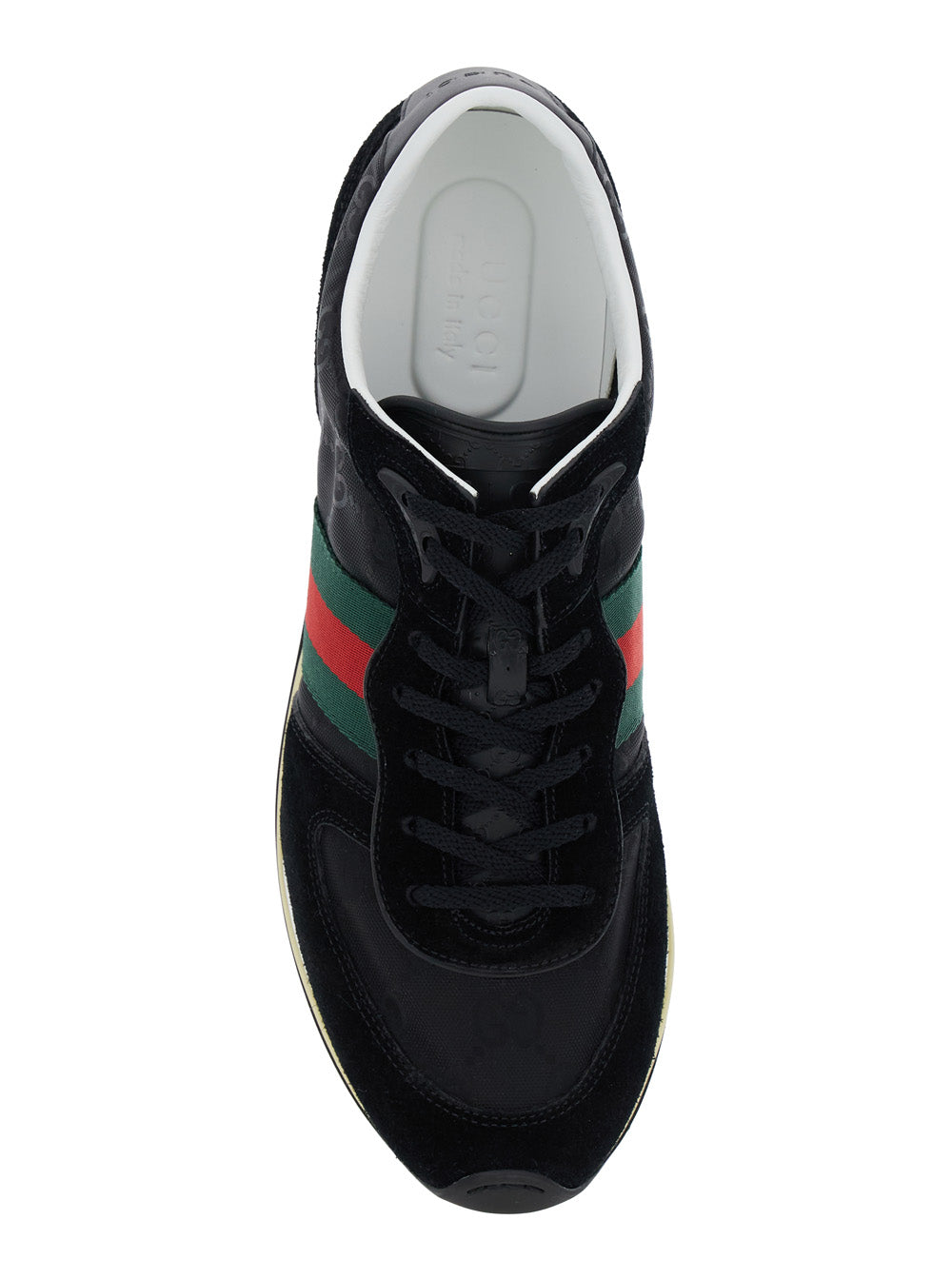 Gucci Men Black Low-Top Sneaker With Side Web Detail In Fabric Woman GUCCI