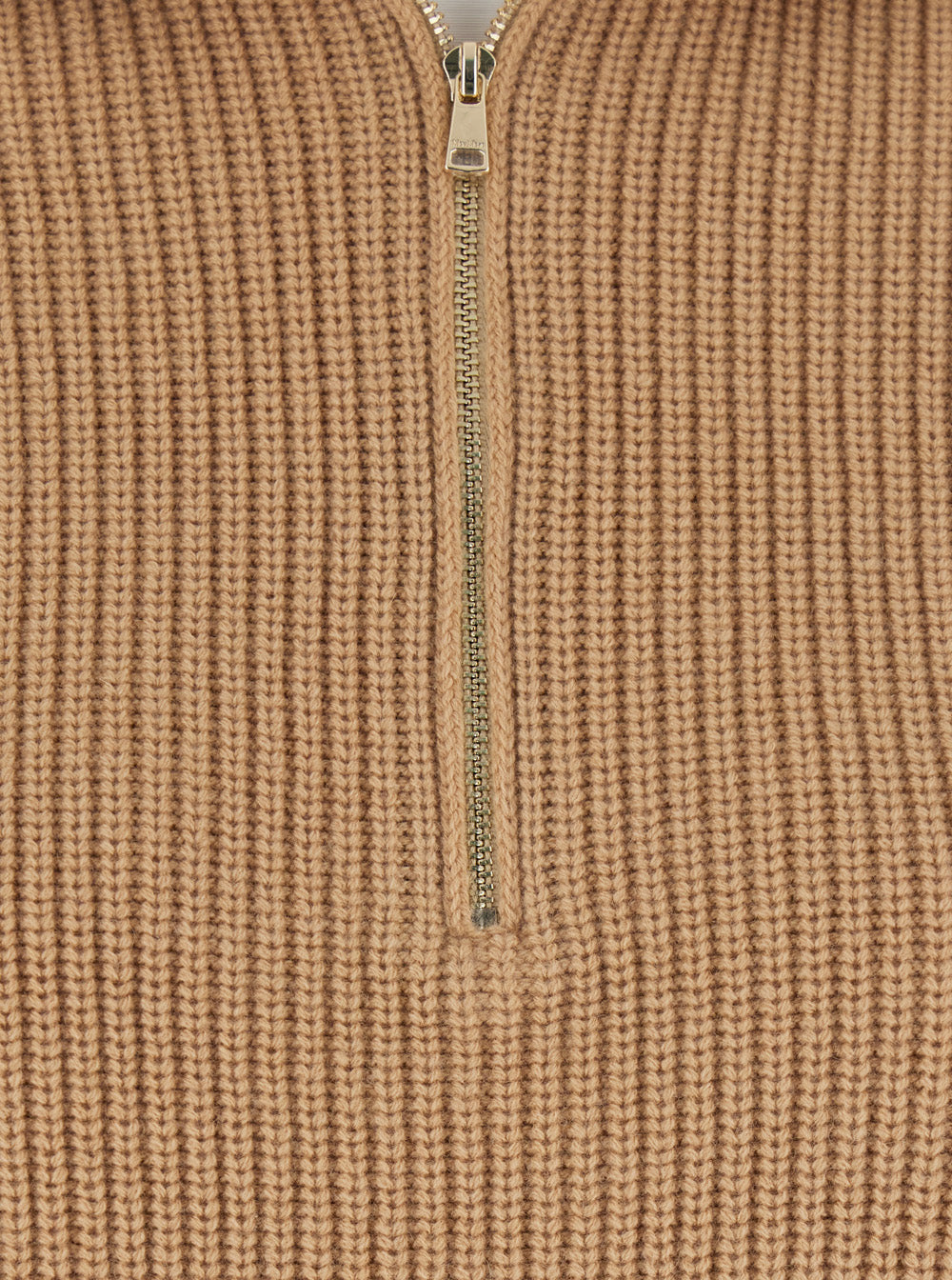 Max Mara Women Beige Turtleneck Sweater With Ribbed Design In Wool And Cashmere Blend Woman MAX MARA
