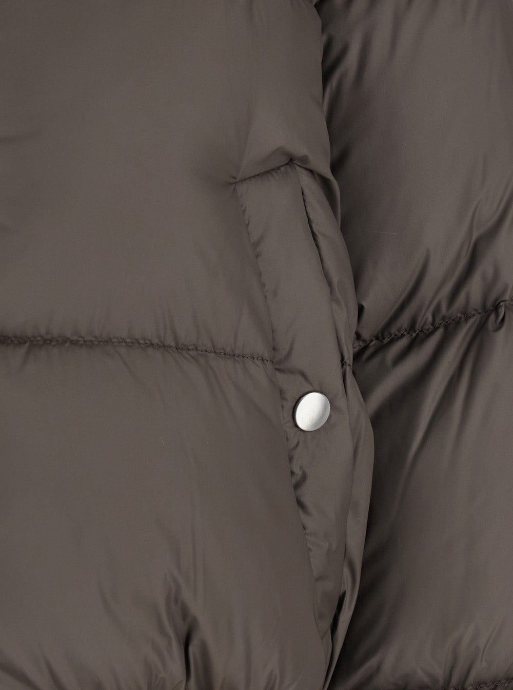 Rick Owens Women Brown Down Jacket With Crop Design And Fixed Hood In Tech Fabric Woman RICK OWENS