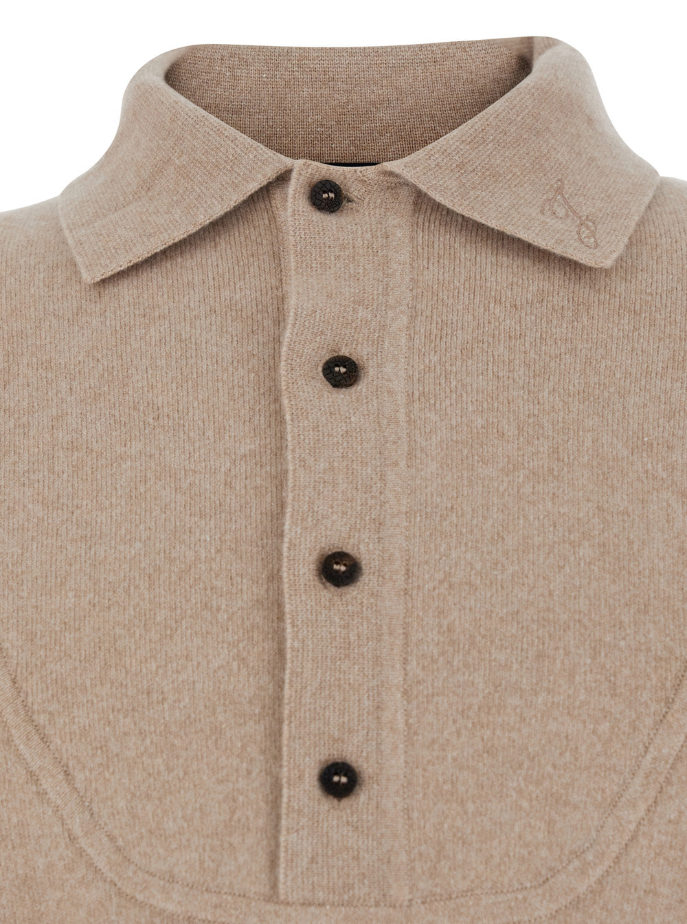 Jacquemus Men Beige Sweater With Polo Collar And Ribbed Details In Wool Man JACQUEMUS
