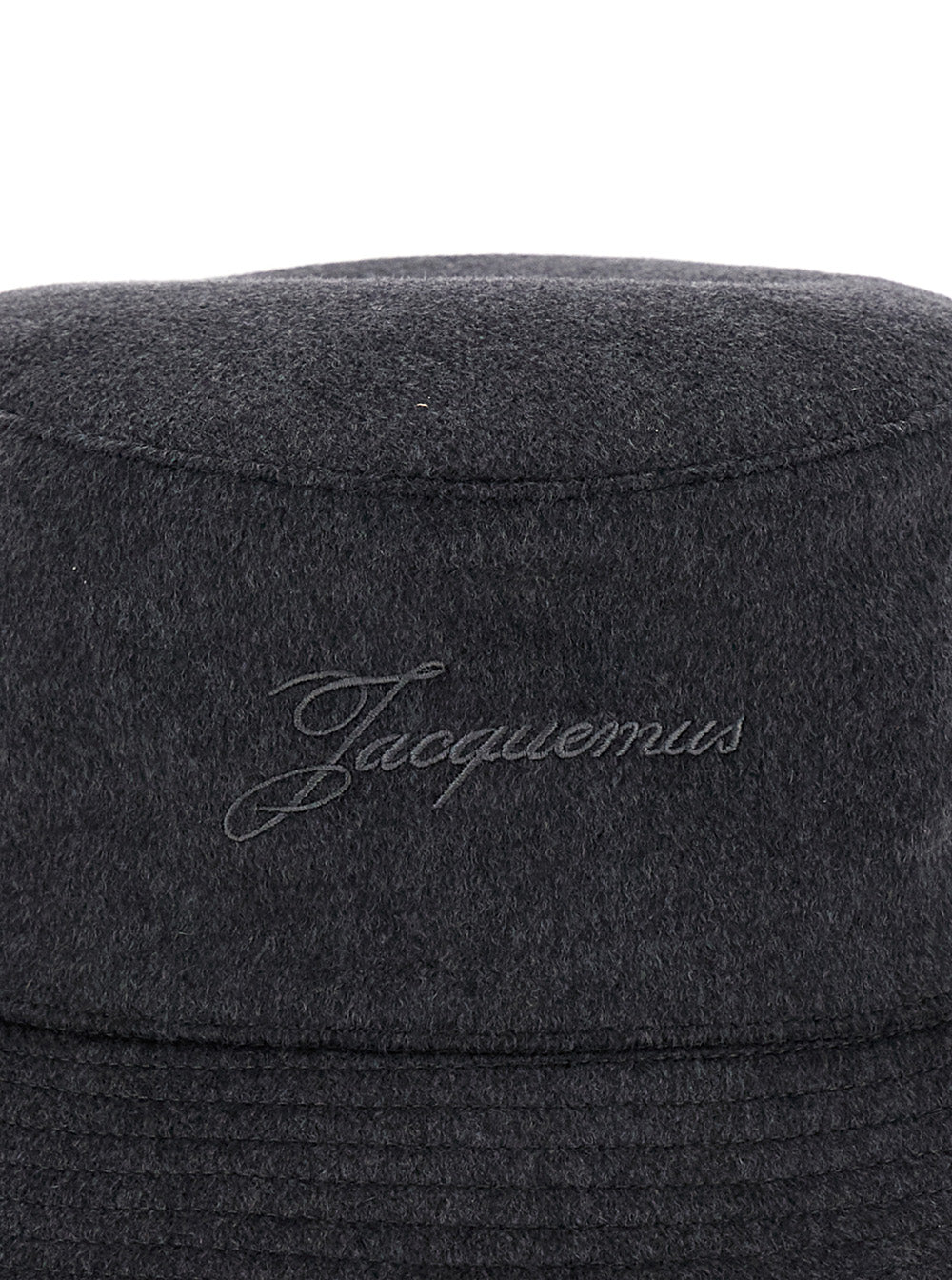 Jacquemus Men 'Le Bob Cachemiro' Grey Bucket Hat With Logo Lettering Embroidery On The Front And Ribbed Brim In Wool Man JACQUEMUS