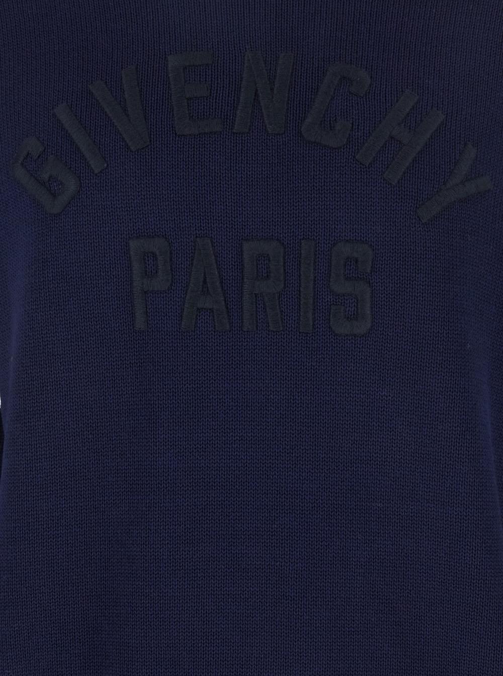 Givenchy Men Blue Turtleneck Sweater With Logo Lettering On The Front In Wool Man GIVENCHY