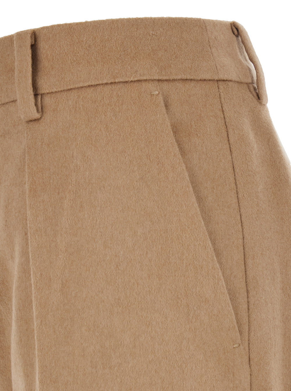 Max Mara Women Beige Pants With Belt Loops And Pence Details In Wool Blend Woman MAX MARA