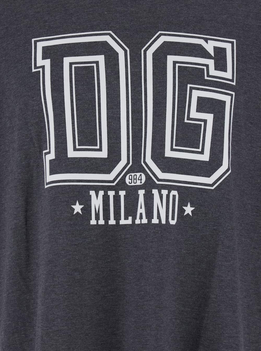 Dolce & Gabbana Men Grey Crewneck T-Shirt With Logo Print On The Front In Cotton Man DOLCE & GABBANA