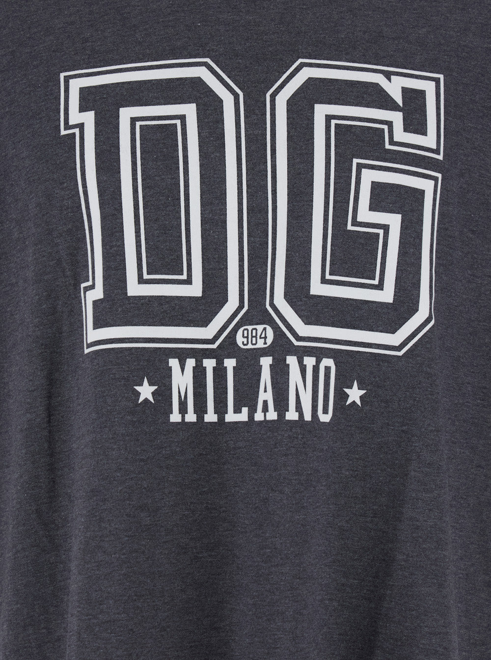 Dolce & Gabbana Men Grey Crewneck T-Shirt With Logo Print On The Front In Cotton Man DOLCE & GABBANA