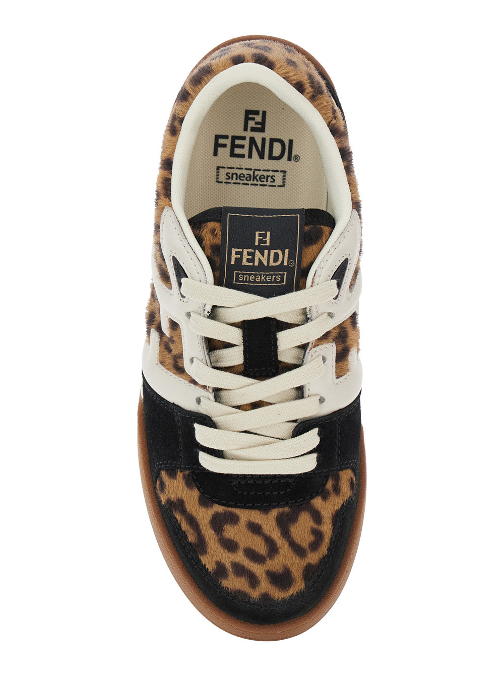 Fendi Women 'Fendi Match' Brown Low Top Sneakers With Ff Application And Leopard Motif In Mixed Leather Woman FENDI