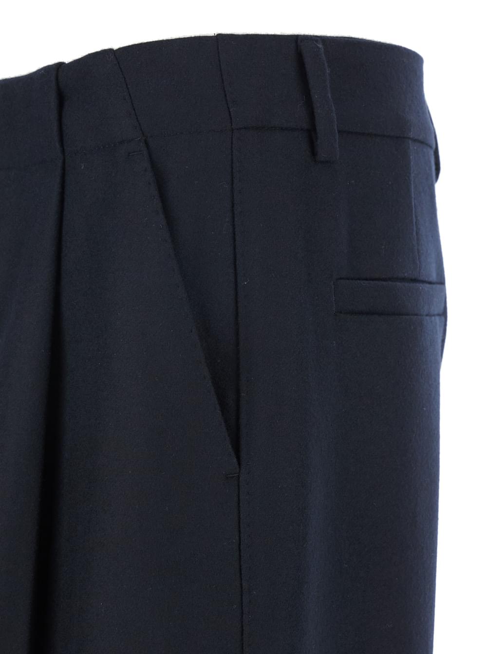 Dolce & Gabbana Men Black Pants With Belt Loops And Cuffed Hem In Wool Man DOLCE & GABBANA