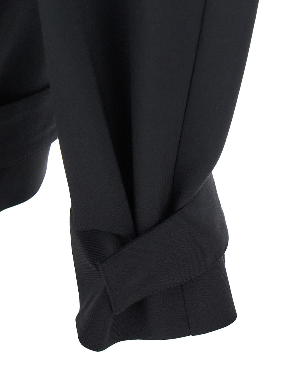 Moncler Genius Women Black Trousers With Pleats On The Front And Side Logo Patch In Stretch Tech Wool Woman MONCLER GENIUS