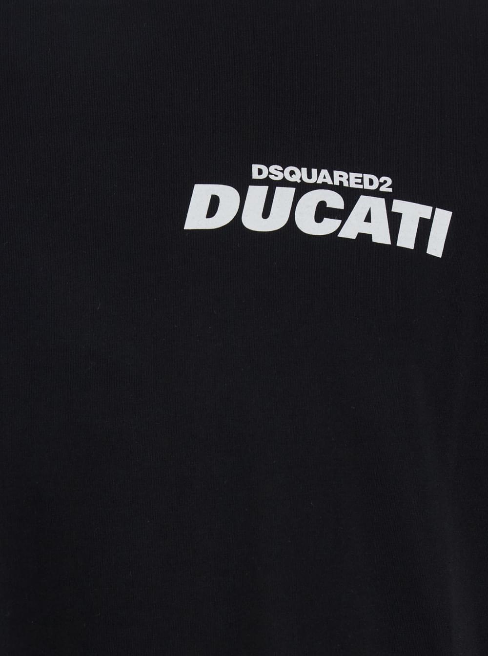 Dsquared2 Men 'Ducati X D2' Black T-Shirt With Logo On The Front In Cotton Man DSQUARED2