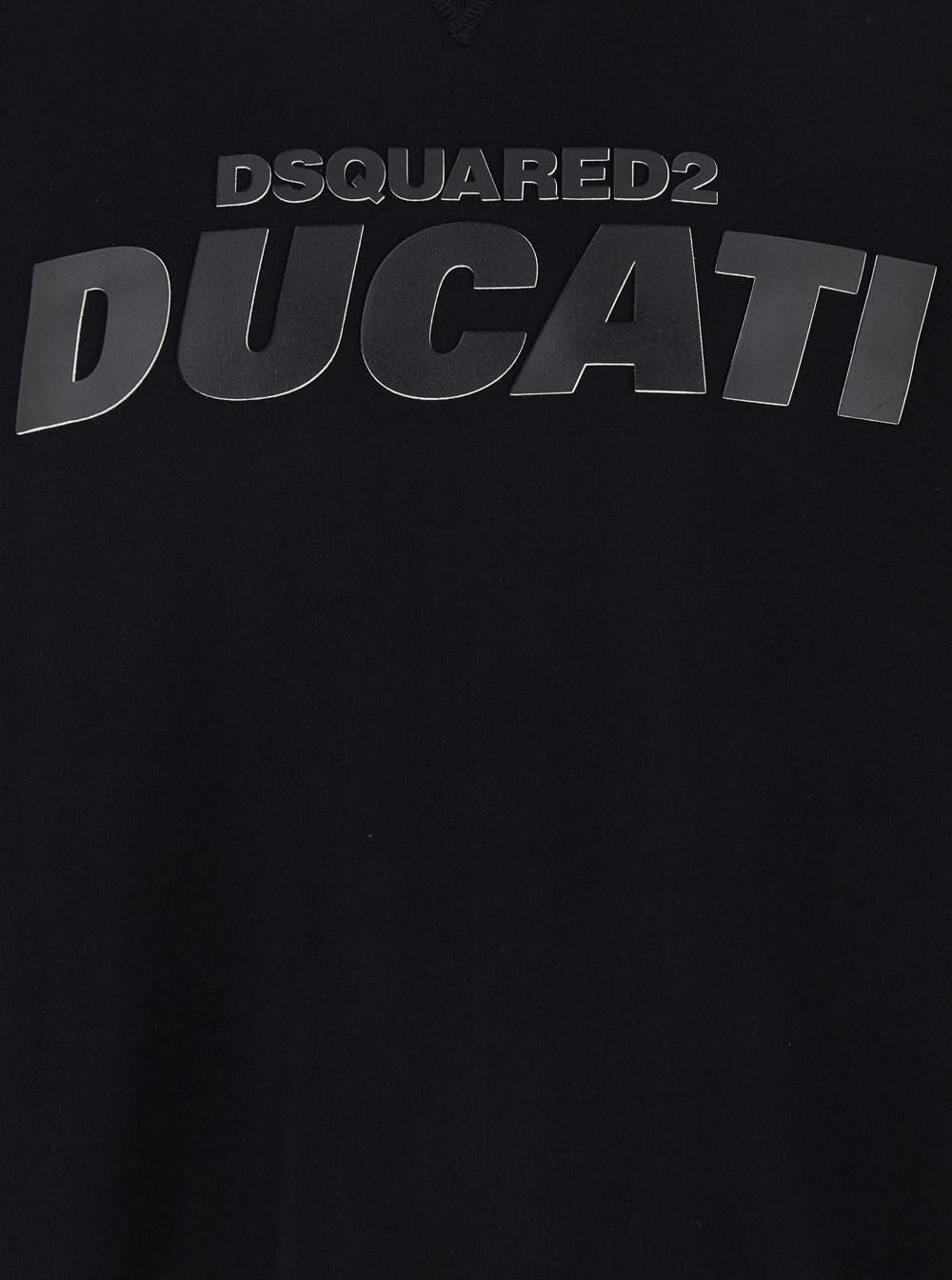 Dsquared2 Men 'Ducati X D2' Black Sweatshirt With Logo Print On The Front In Cotton Man DSQUARED2