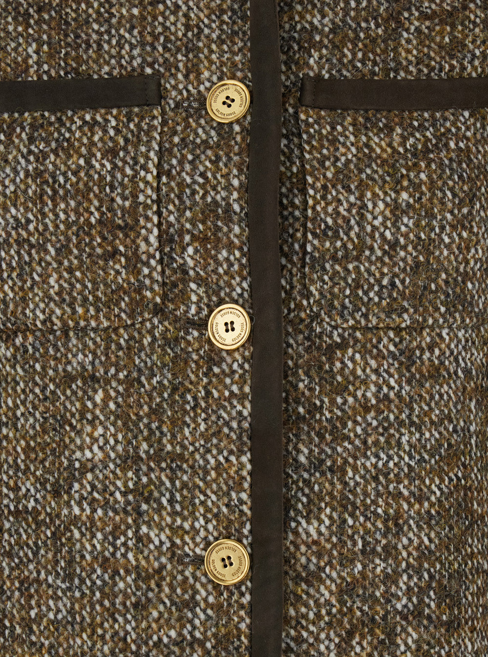 Golden Goose Women Brown Crew Neck Jacket With Front Patch Pockets In Wool Blend Woman GOLDEN GOOSE