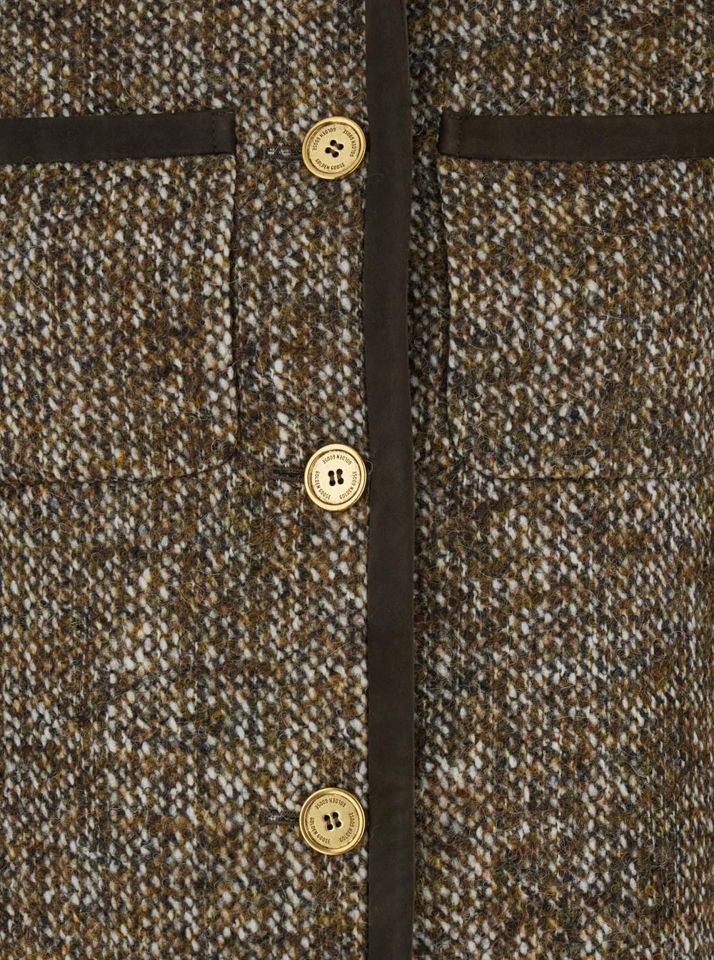 Golden Goose Women Brown Crew Neck Jacket With Front Patch Pockets In Wool Blend Woman GOLDEN GOOSE