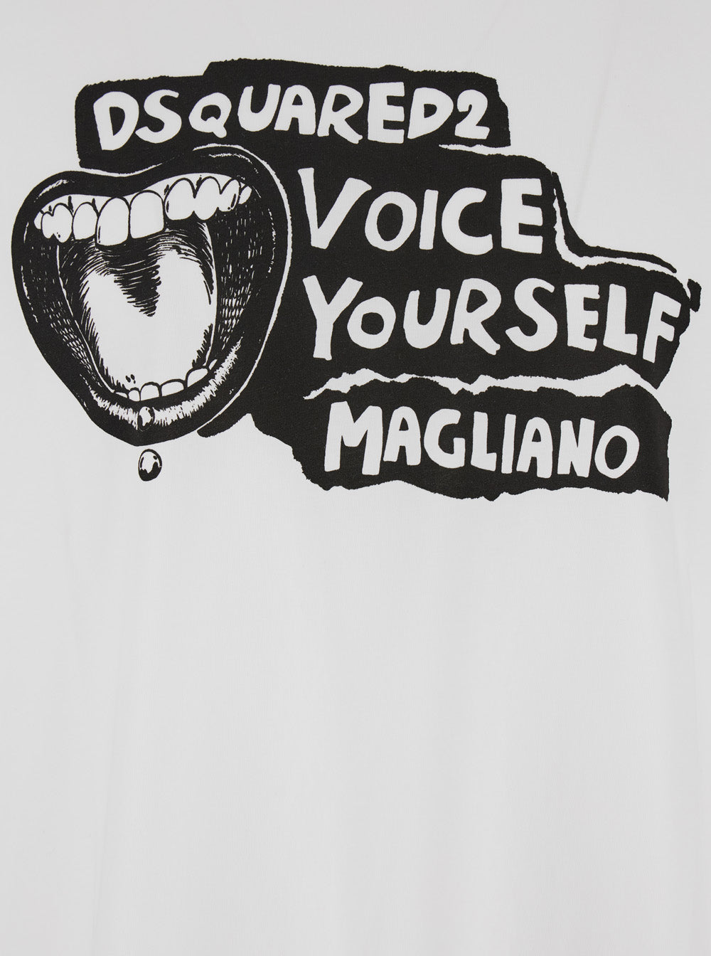 Dsquared2 Men 'D2 X Magliano' White Crewneck T-Shirt With Maxi Print On The Front In Cotton Man DSQUARED2