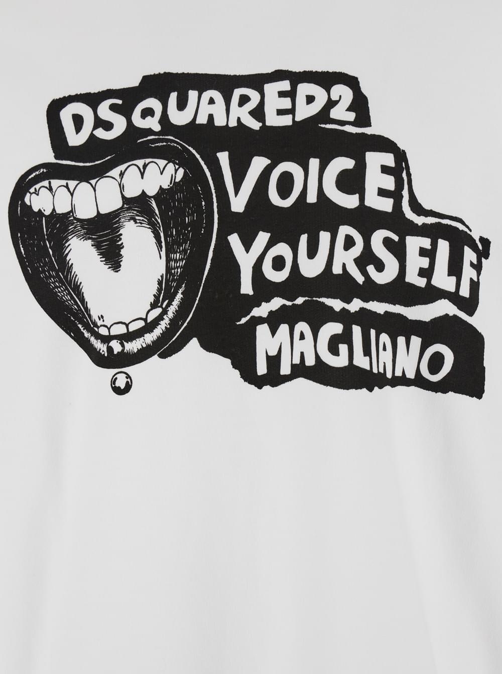 Dsquared2 Men 'D2 X Magliano' White Hoodie With Drawstring Hood With Maxi Print On The Front In Cotton Man DSQUARED2