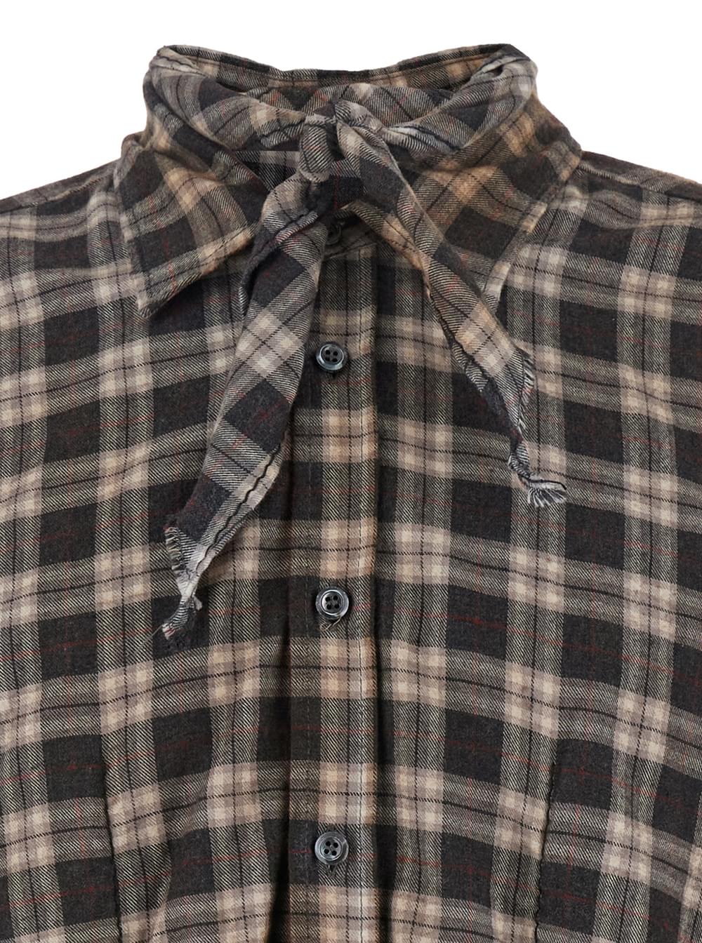 Dsquared2 Men 'D2 X Magliano' Brown Shirt With Tie Detail On The Front And All-Over Check Motif In Cotton Man DSQUARED2